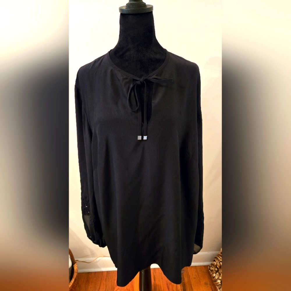Lafayette 148 New York Silk Peasant Tunic Blouse Size 2x